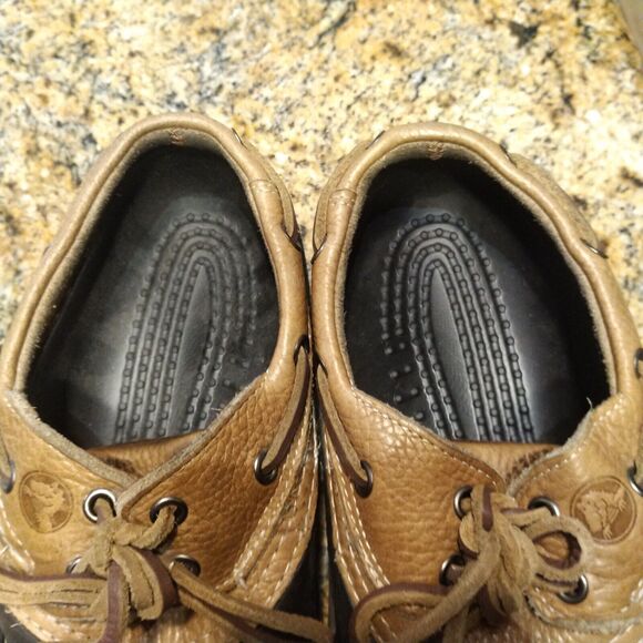 Crocs Islander Sport Pitcrew Black Brown Leather Sandals Lace up Size M6/W8 - Picture 10 of 12